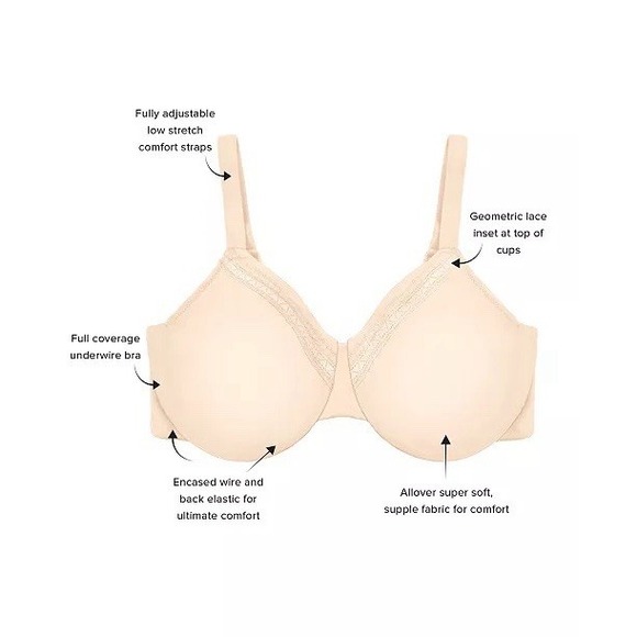 Wacoal 855213 Perfect Primer Full Figure Underwire Bra Plus Size 44C Nude Cream - Picture 4 of 9
